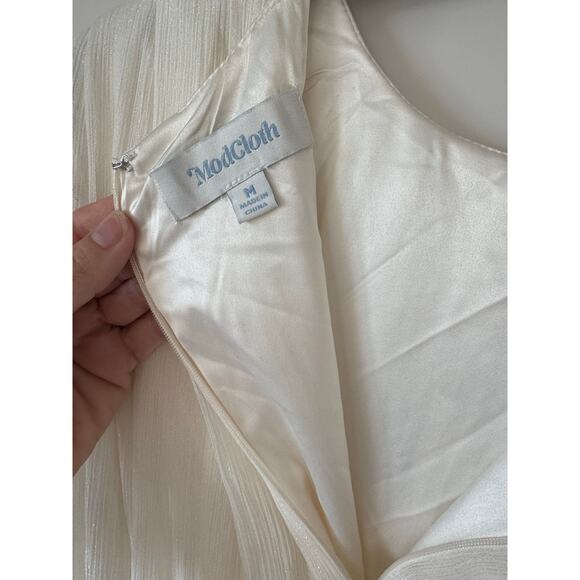 ModCloth “The Pleat-est Things” Mini Dress – Ivory, Size Medium, NEW - Picture 5 of 13